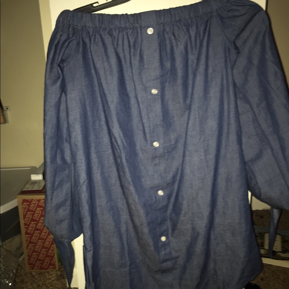 off the shoulder jean dress or shirt!